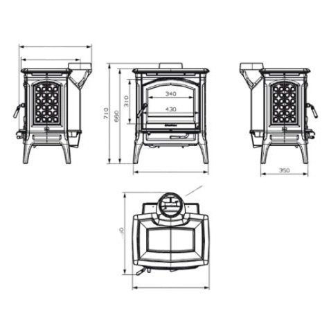 Печь-камин Hergom Craftsbury, окрашена в черный цвет
