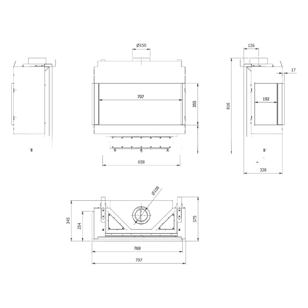 Каминная топка Kratki LEO/L/70/G20 (магистральный газ)