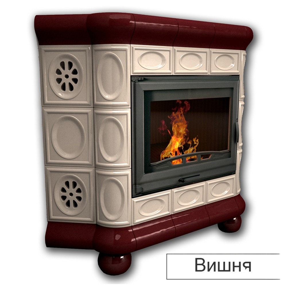 Изразцовая печь-камин КимрПечь Медальон угловая с топкой Ладья 700