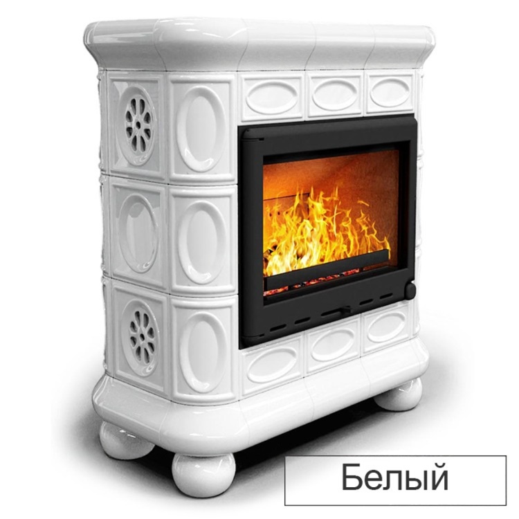 Изразцовая печь-камин КимрПечь Медальон пристенная с топкой Chazelles D70V