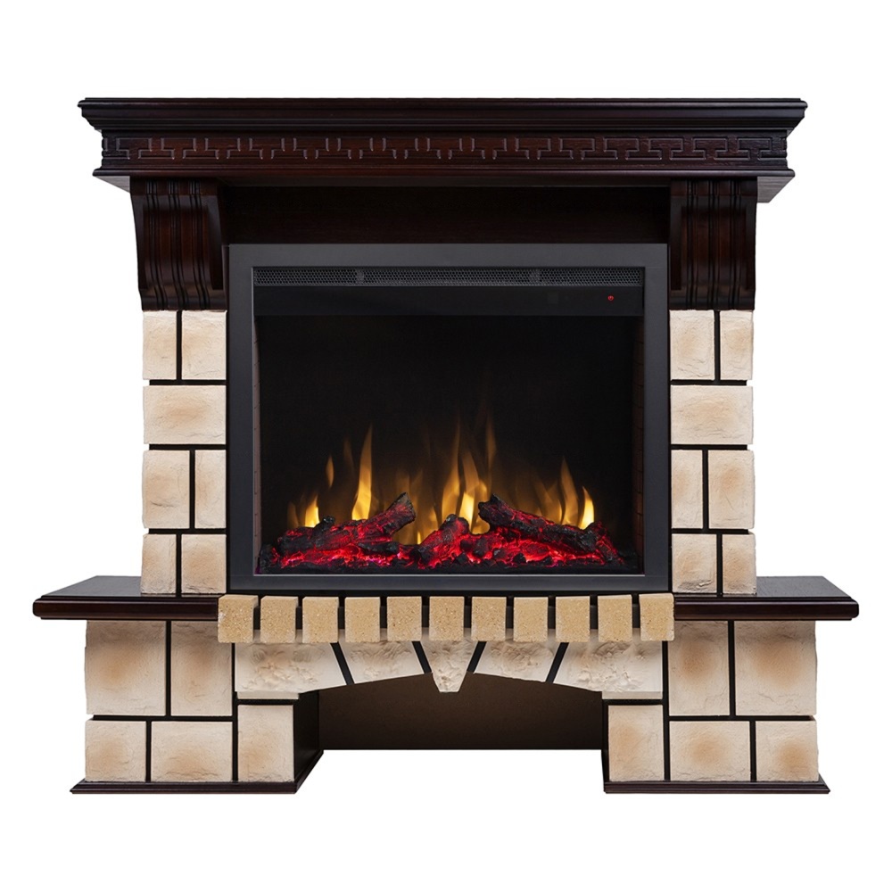 Каминокомплект RealFlame Stone Brick с очагом Saphir 25.5
