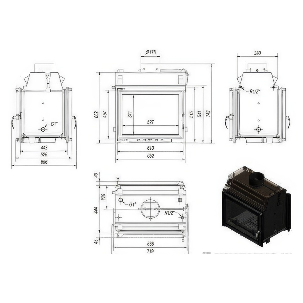 Каминная топка Kratki Zuzia/T/PW/19/W (туннель)