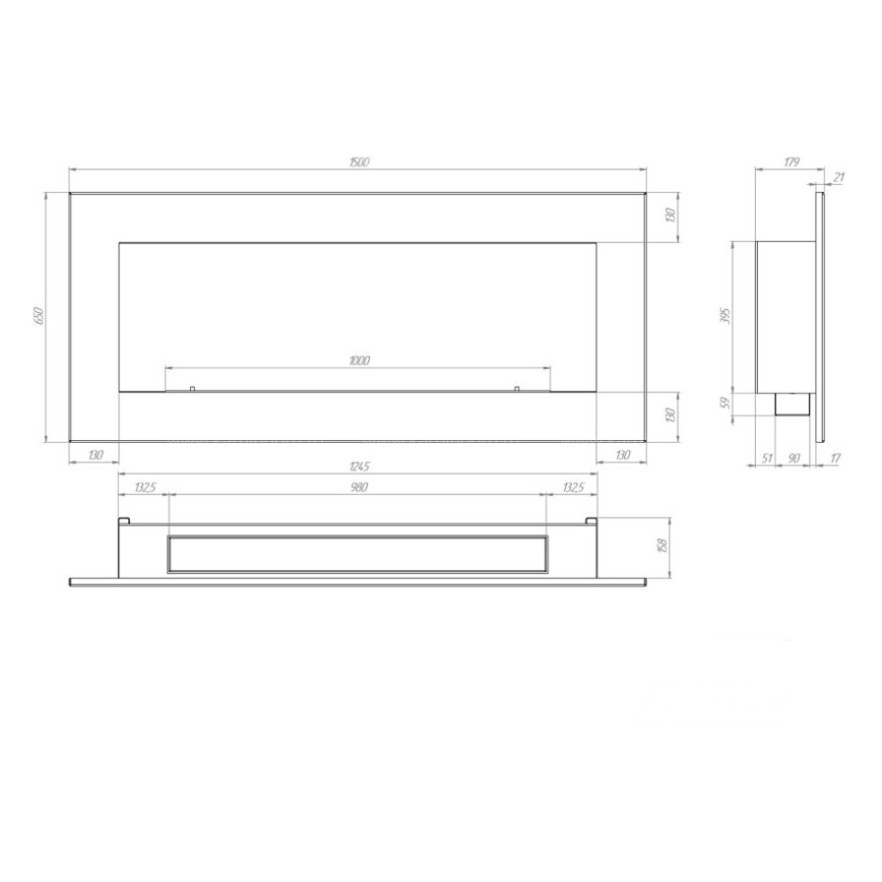 Встраиваемый биокамин SteelHeat GRAND 1500 LITE