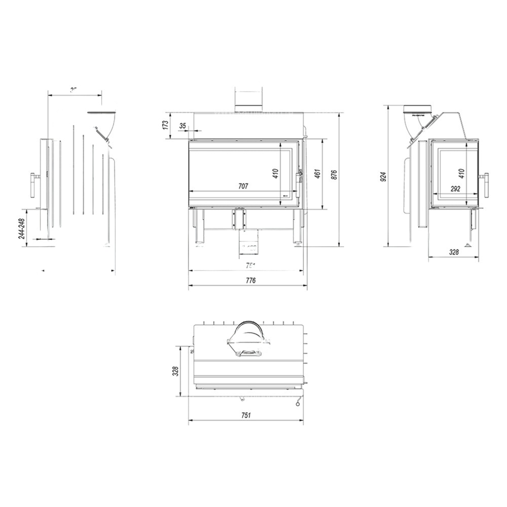 Каминная топка Kratki Zibi/L/BS/DECO