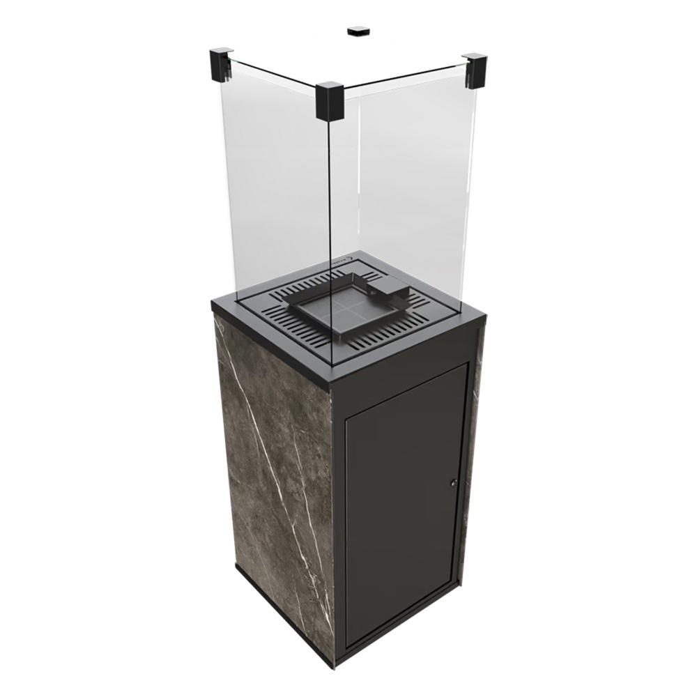 Газовый камин Kratki PATIO/MINI/G31/37MBAR/Q/N/P/G NATURALI PIETRA GREY с пультом ДУ