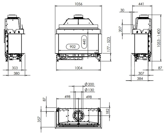 Газовая топка Kal-Fire G90/44S (Fairo ECO-line 90 3-х сторонняя)