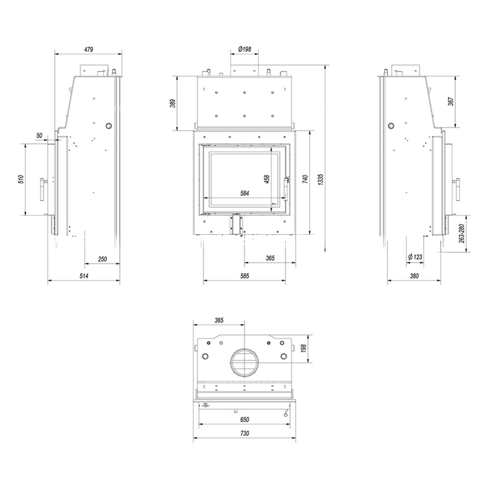 Каминная топка Kratki MBZ/PW/13/W