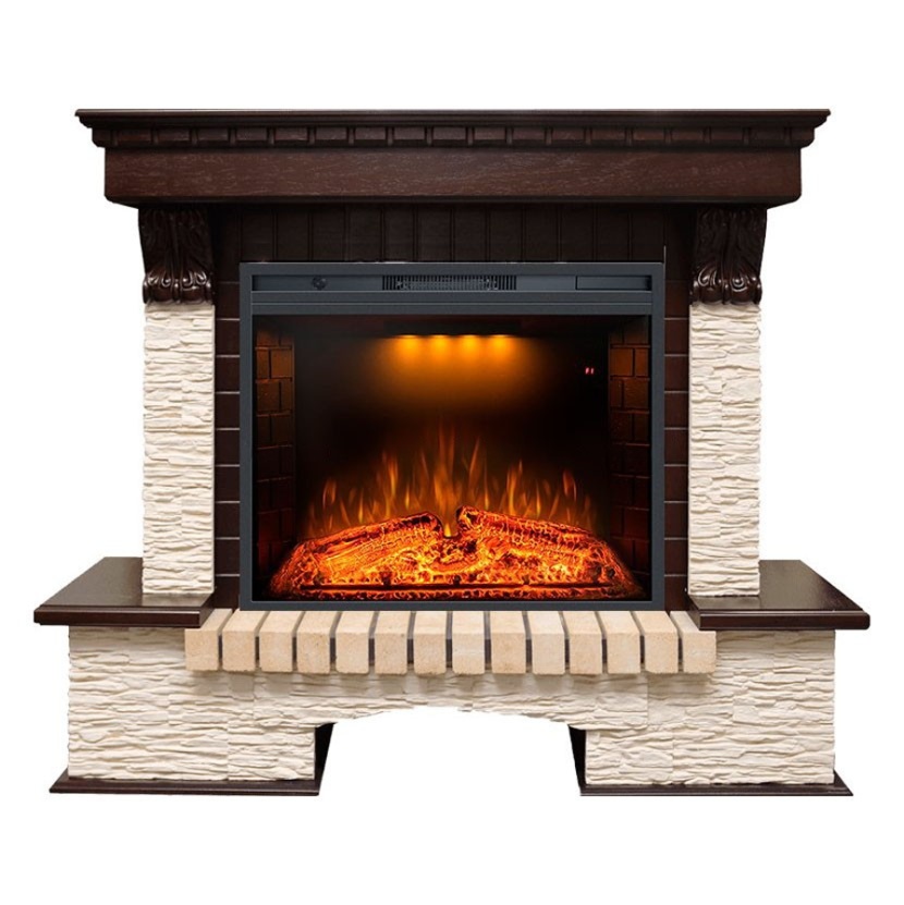 Каминокомплект Royal Flame Pierre Luxe мелкий сланец беж. с очагом Emerald 28