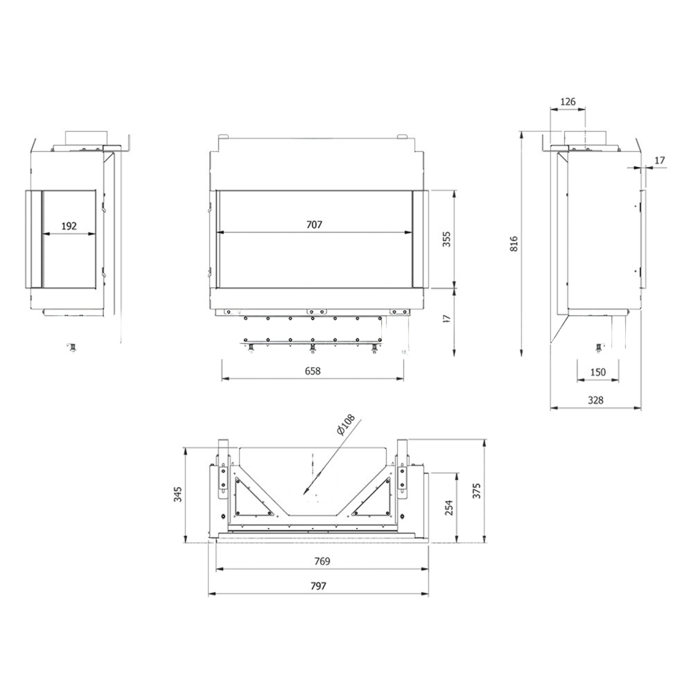Каминная топка Kratki LEO/P/70/G20 (магистральный газ)