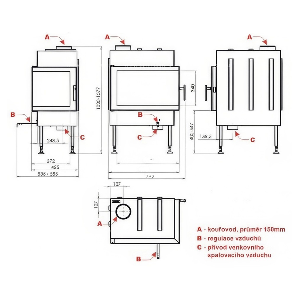 Каминная топка ABX Cardiff P