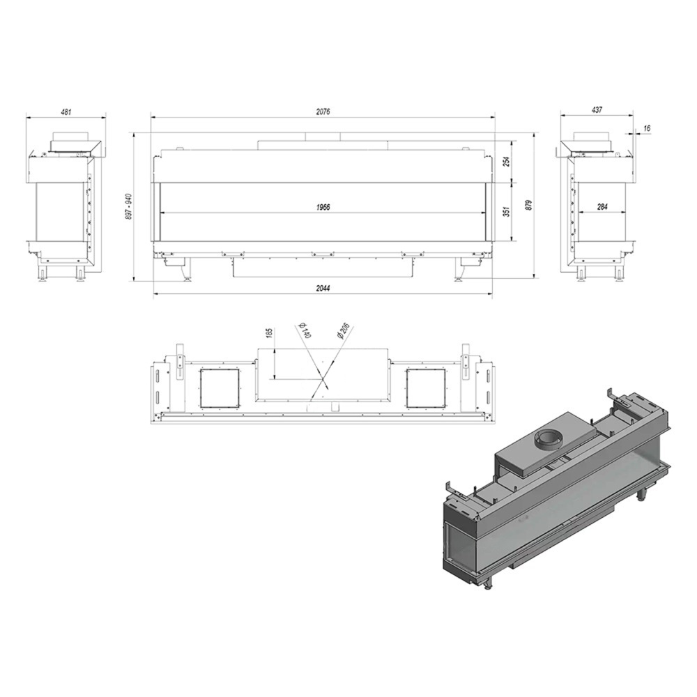 Каминная топка Kratki LEO/LP/200/G31/37MBAR (баллонный газ)