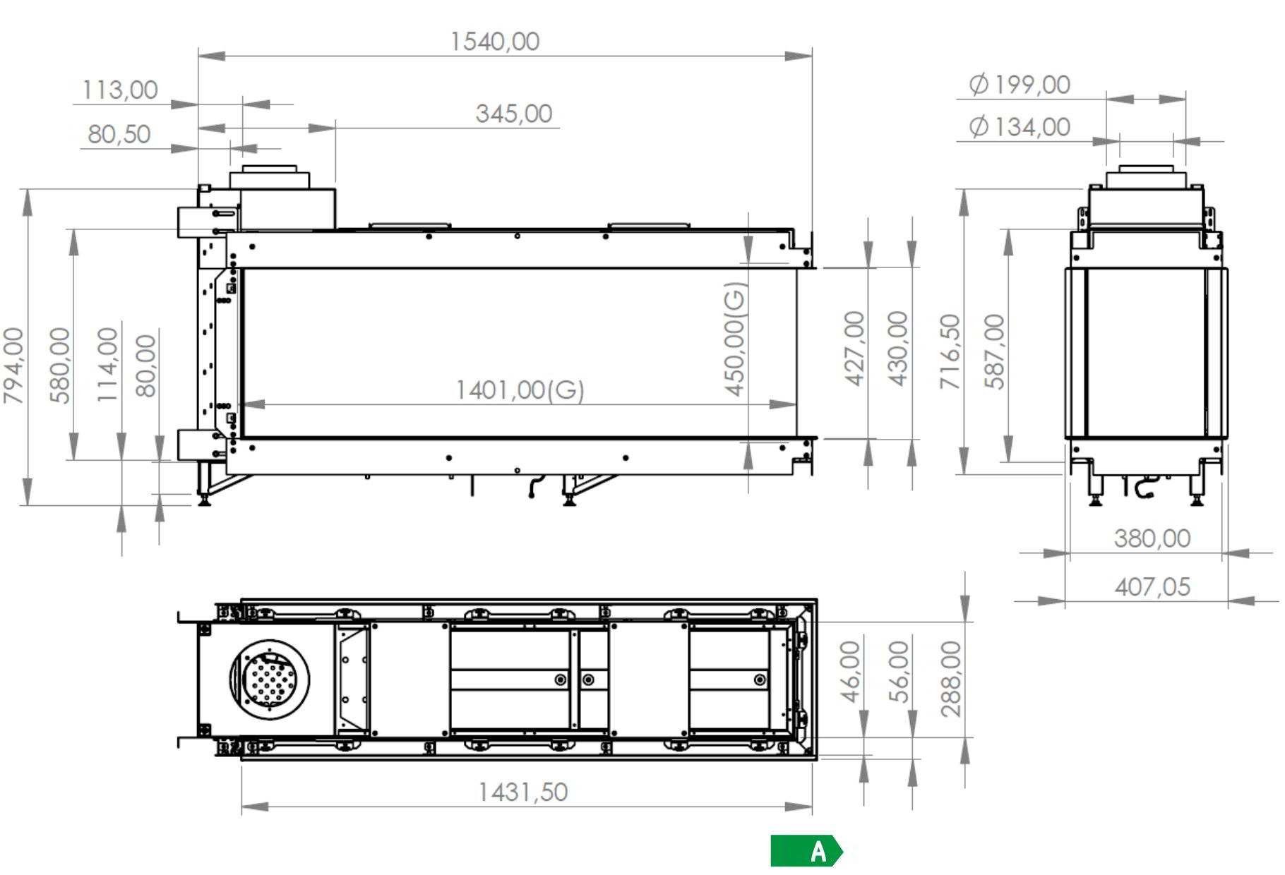 Газовый камин Milafire MFP 1400
